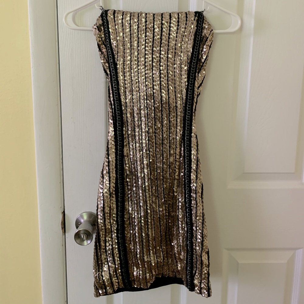 Gold Sequins Mini Dress